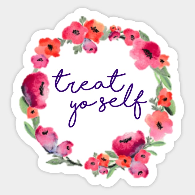 Treat Yo Self Pink Floral Wreath Sticker by annmariestowe